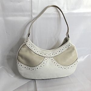 MAXX NEW YORK Tan and Ecru Leather Shoulder Bag